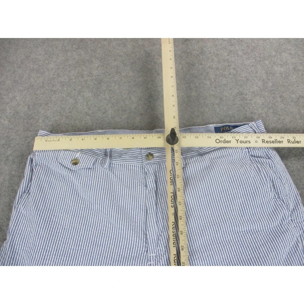 Polo Ralph Lauren Pants Mens 38x30 Blue Striped Seersucker Chambray Stretch Fit